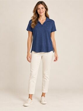 Vineyard Vines Women Navy Pima Cotton Modal Polo Shirt Size Small